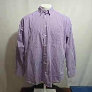 Gitman Bros Shirt XL Trim Fit Purple Microcheck Wingspan Allen Edmonds 17.5
